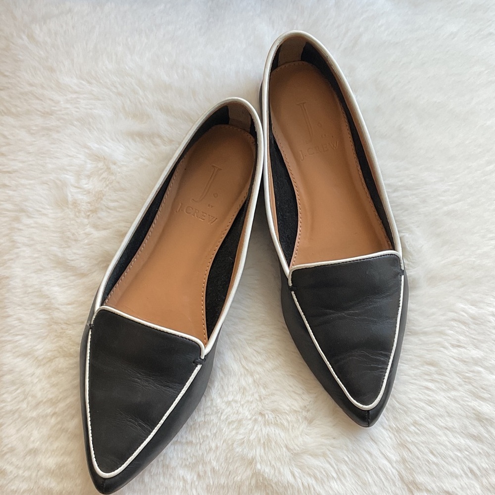 J. Crew Women's Black Flats with White Accents